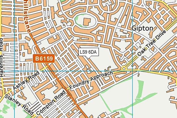 LS9 6DA map - OS VectorMap District (Ordnance Survey)