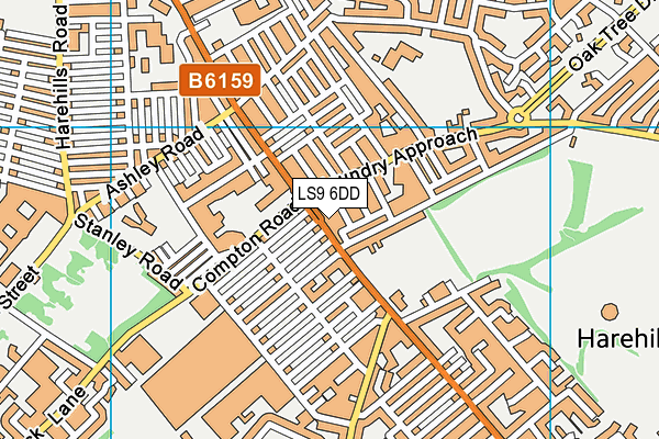 LS9 6DD map - OS VectorMap District (Ordnance Survey)
