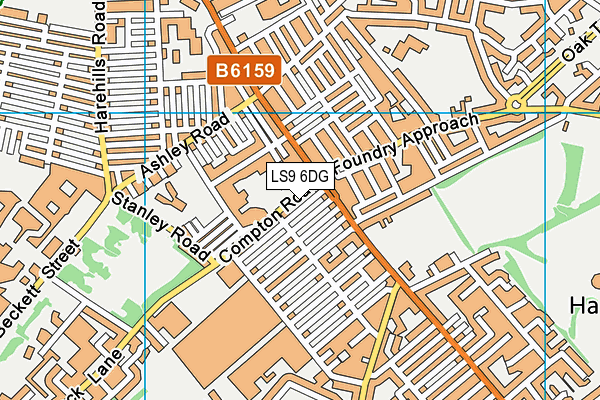 LS9 6DG map - OS VectorMap District (Ordnance Survey)