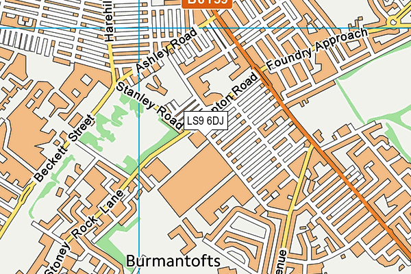 LS9 6DJ map - OS VectorMap District (Ordnance Survey)