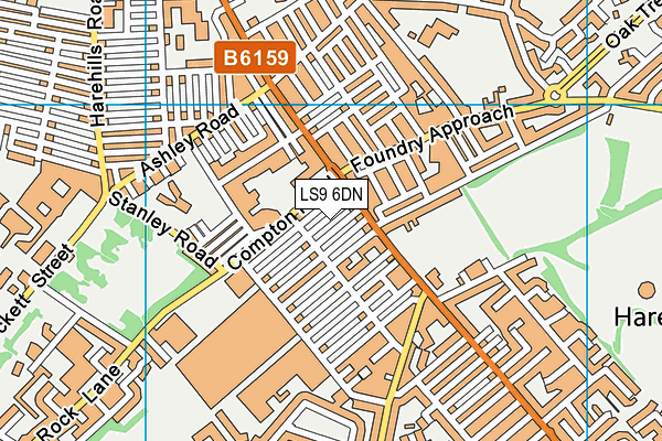 LS9 6DN map - OS VectorMap District (Ordnance Survey)