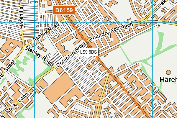 LS9 6DS map - OS VectorMap District (Ordnance Survey)