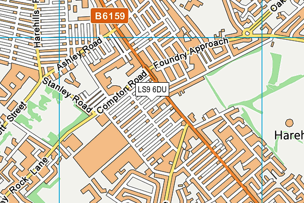 LS9 6DU map - OS VectorMap District (Ordnance Survey)