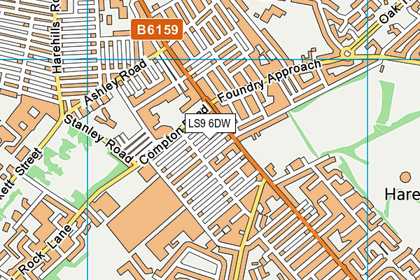 LS9 6DW map - OS VectorMap District (Ordnance Survey)