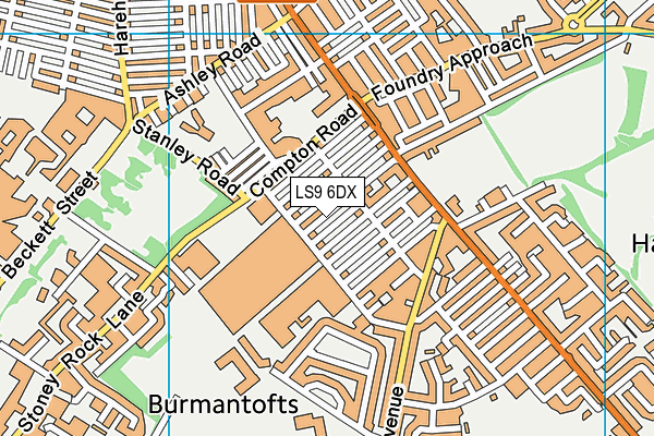 LS9 6DX map - OS VectorMap District (Ordnance Survey)