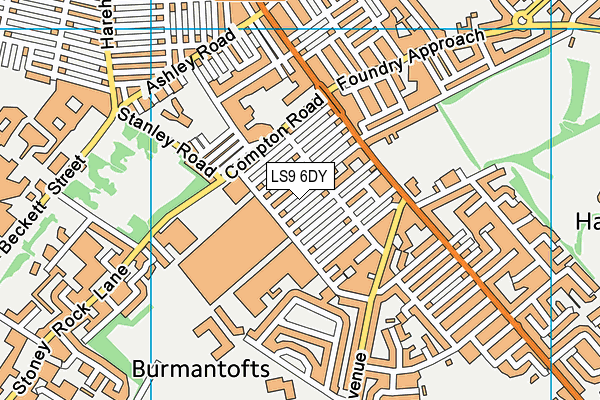 LS9 6DY map - OS VectorMap District (Ordnance Survey)