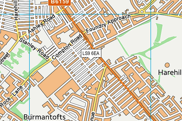 LS9 6EA map - OS VectorMap District (Ordnance Survey)