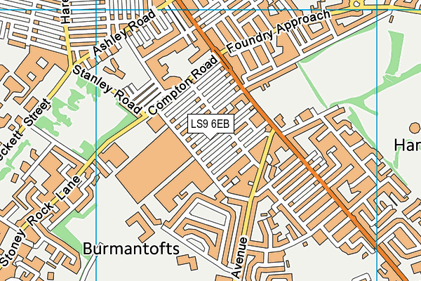 LS9 6EB map - OS VectorMap District (Ordnance Survey)