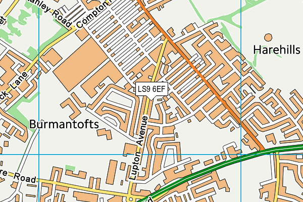 LS9 6EF map - OS VectorMap District (Ordnance Survey)