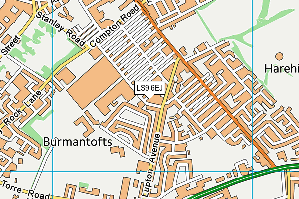 LS9 6EJ map - OS VectorMap District (Ordnance Survey)