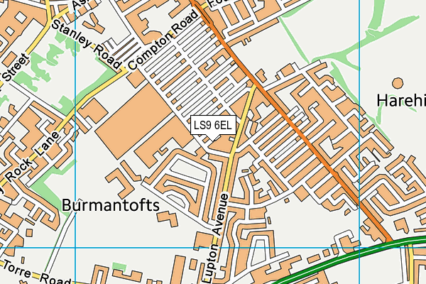 LS9 6EL map - OS VectorMap District (Ordnance Survey)