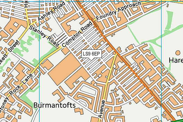 LS9 6EP map - OS VectorMap District (Ordnance Survey)
