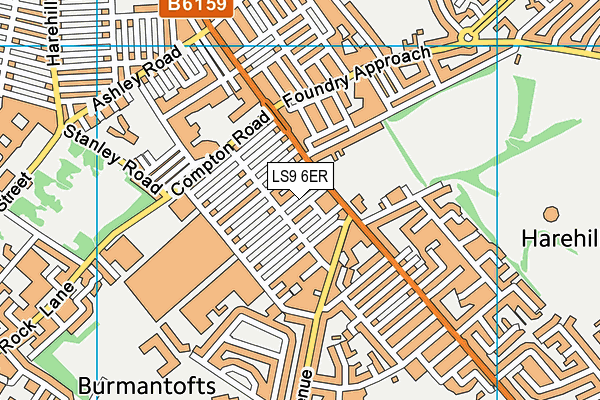 LS9 6ER map - OS VectorMap District (Ordnance Survey)