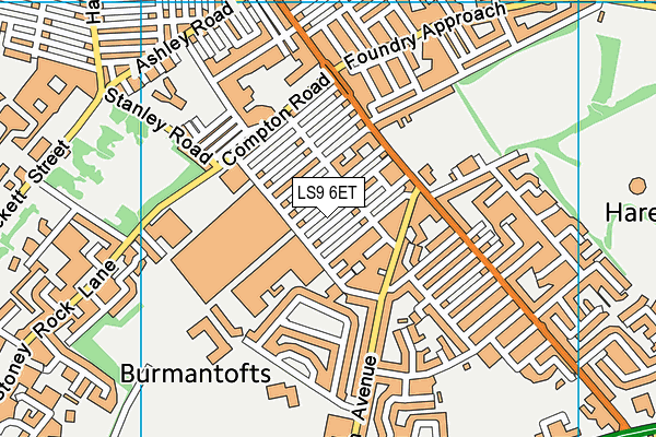 LS9 6ET map - OS VectorMap District (Ordnance Survey)