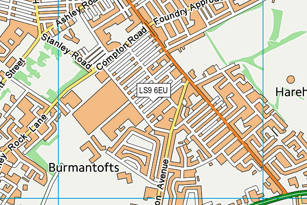 LS9 6EU map - OS VectorMap District (Ordnance Survey)