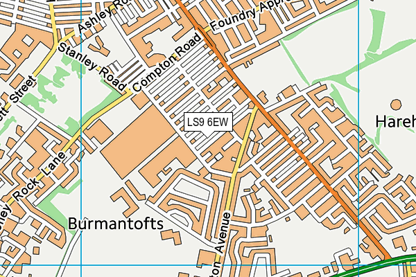 LS9 6EW map - OS VectorMap District (Ordnance Survey)