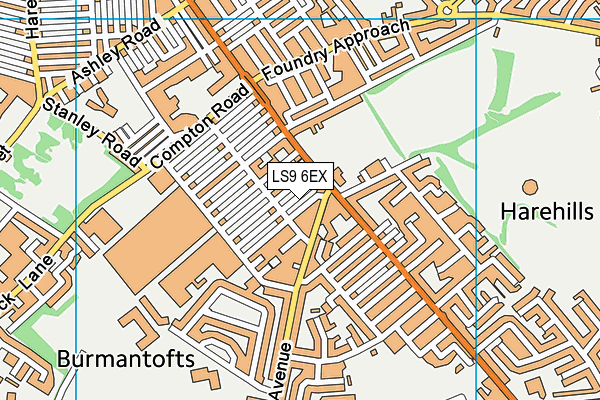 LS9 6EX map - OS VectorMap District (Ordnance Survey)