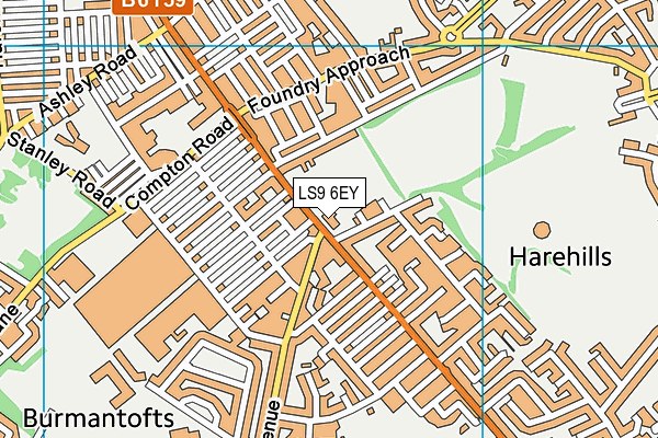 LS9 6EY map - OS VectorMap District (Ordnance Survey)