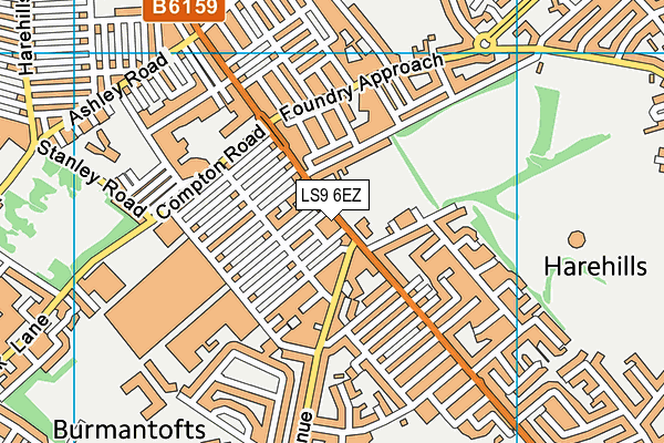 LS9 6EZ map - OS VectorMap District (Ordnance Survey)