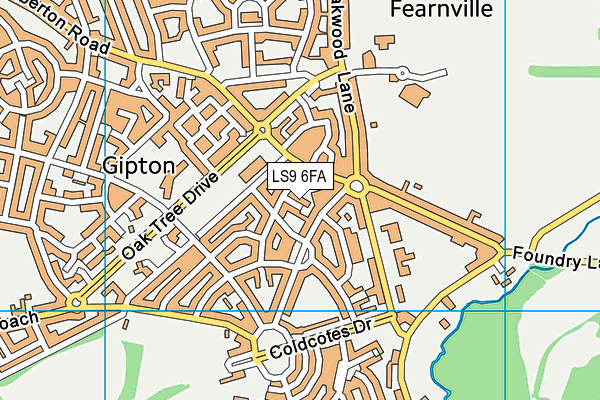 LS9 6FA map - OS VectorMap District (Ordnance Survey)
