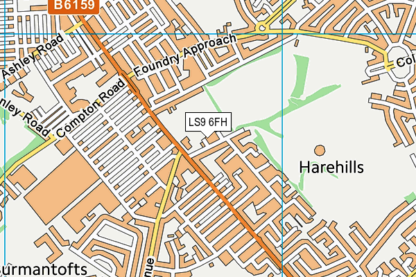 LS9 6FH map - OS VectorMap District (Ordnance Survey)