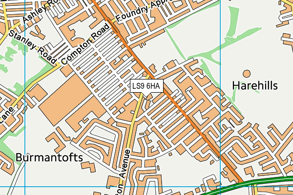 LS9 6HA map - OS VectorMap District (Ordnance Survey)