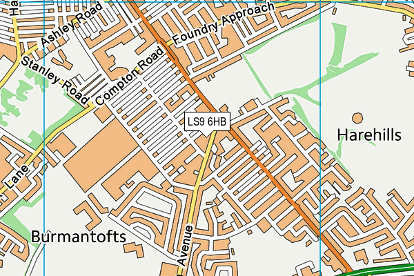 LS9 6HB map - OS VectorMap District (Ordnance Survey)
