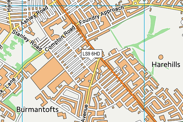 LS9 6HD map - OS VectorMap District (Ordnance Survey)