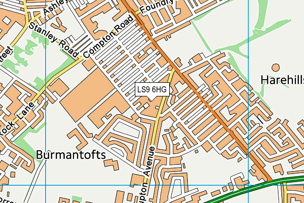 LS9 6HG map - OS VectorMap District (Ordnance Survey)