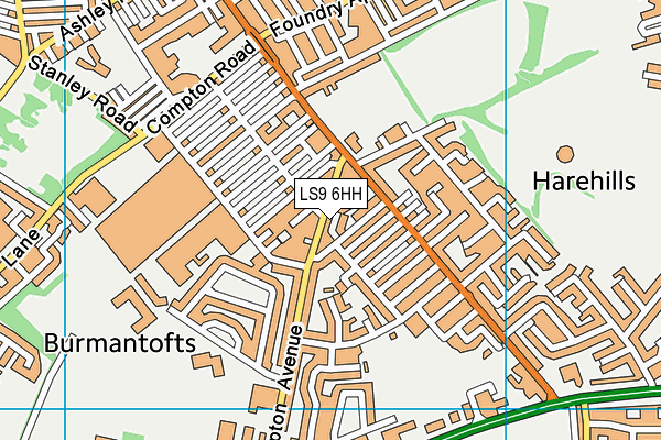 LS9 6HH map - OS VectorMap District (Ordnance Survey)