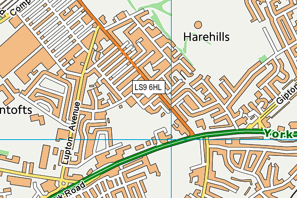 LS9 6HL map - OS VectorMap District (Ordnance Survey)
