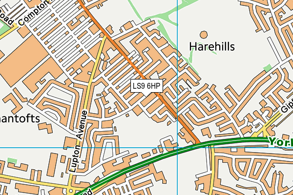 LS9 6HP map - OS VectorMap District (Ordnance Survey)