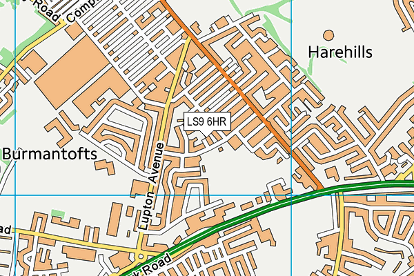 LS9 6HR map - OS VectorMap District (Ordnance Survey)