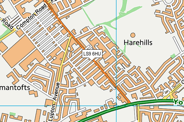 LS9 6HU map - OS VectorMap District (Ordnance Survey)