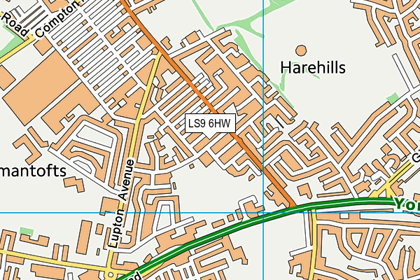 LS9 6HW map - OS VectorMap District (Ordnance Survey)