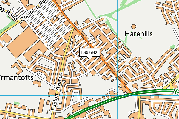 LS9 6HX map - OS VectorMap District (Ordnance Survey)