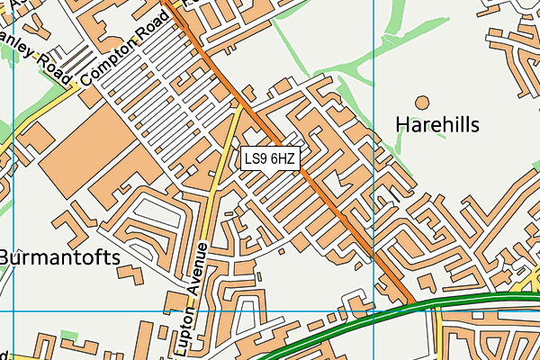LS9 6HZ map - OS VectorMap District (Ordnance Survey)