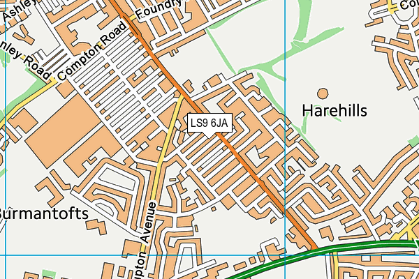 LS9 6JA map - OS VectorMap District (Ordnance Survey)