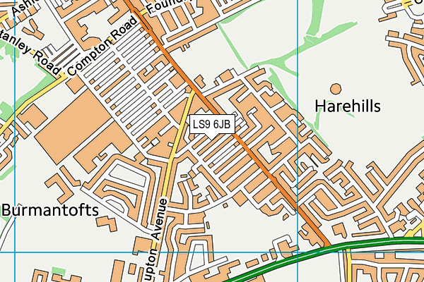 LS9 6JB map - OS VectorMap District (Ordnance Survey)