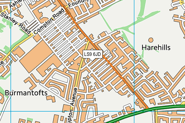 LS9 6JD map - OS VectorMap District (Ordnance Survey)