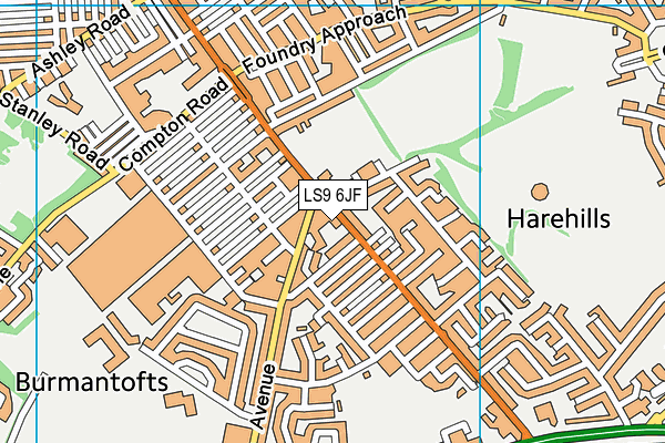 LS9 6JF map - OS VectorMap District (Ordnance Survey)