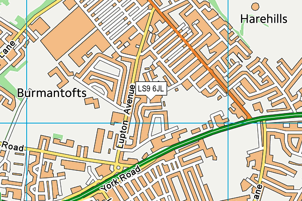 LS9 6JL map - OS VectorMap District (Ordnance Survey)