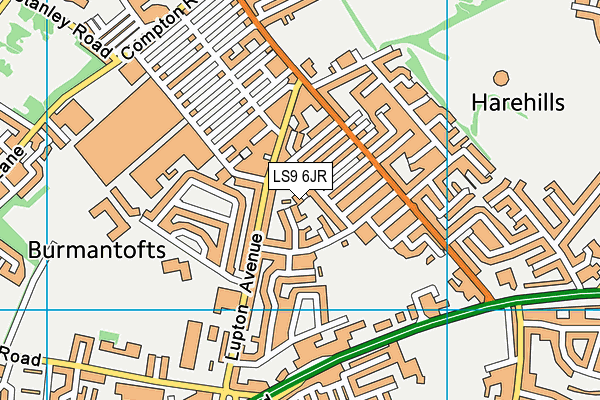 LS9 6JR map - OS VectorMap District (Ordnance Survey)