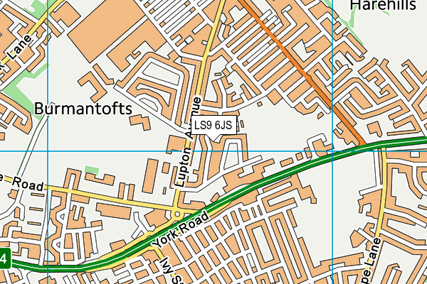 LS9 6JS map - OS VectorMap District (Ordnance Survey)
