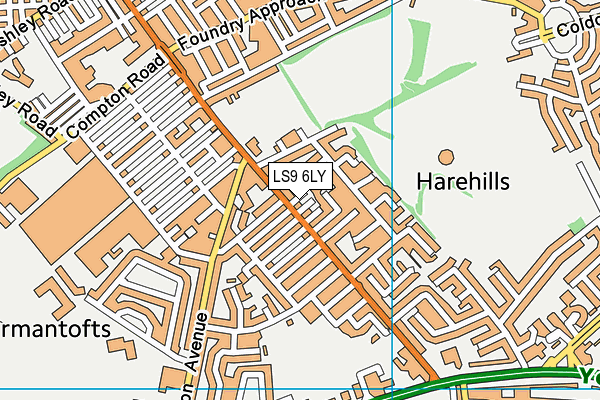 LS9 6LY map - OS VectorMap District (Ordnance Survey)