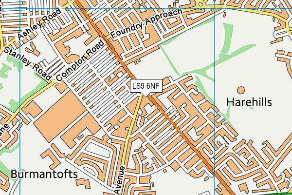 LS9 6NF map - OS VectorMap District (Ordnance Survey)