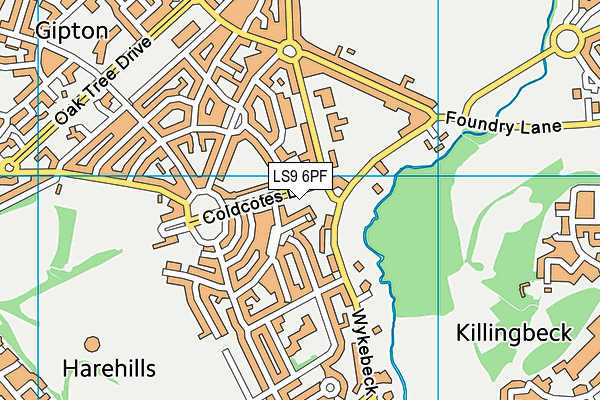 LS9 6PF map - OS VectorMap District (Ordnance Survey)