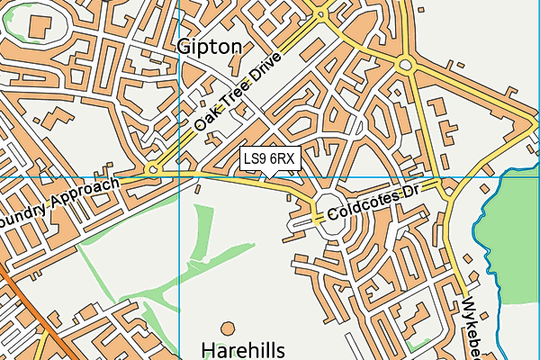 LS9 6RX map - OS VectorMap District (Ordnance Survey)