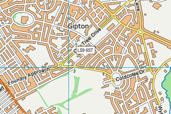 LS9 6ST map - OS VectorMap District (Ordnance Survey)
