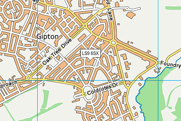 LS9 6SX map - OS VectorMap District (Ordnance Survey)